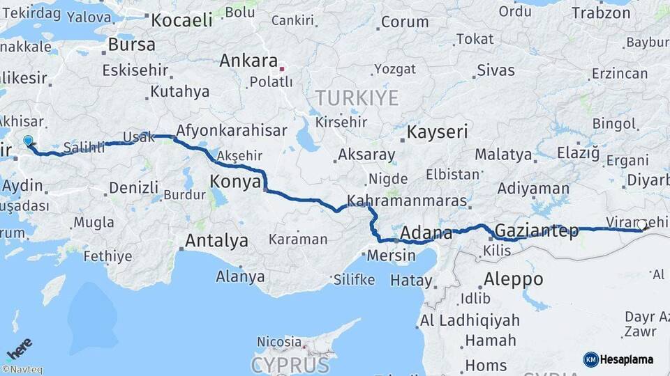 Manisa Kızıltepe Mardin Arası Kaç Km - Yol Haritası