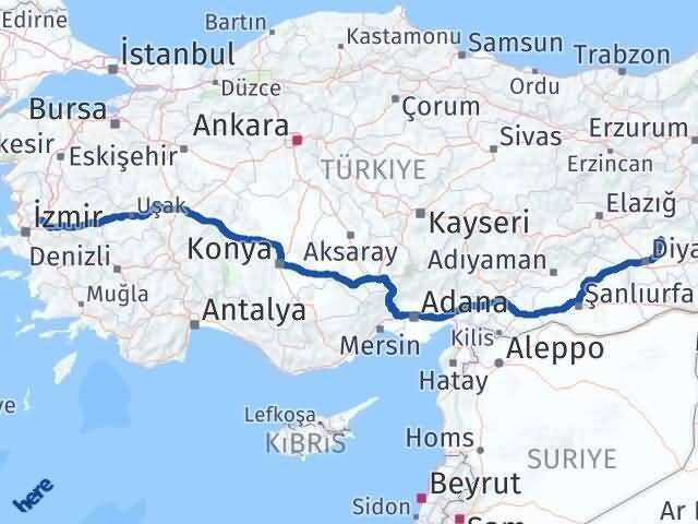 Manisa Kocaköy Diyarbakır Arası Kaç Km - Yol Haritası