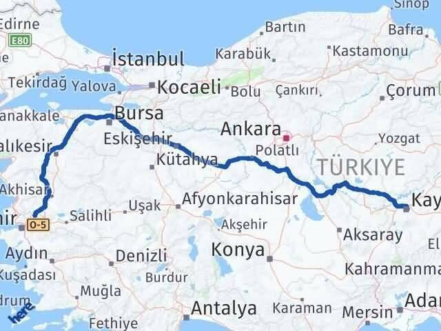 Manisa Kocasinan Kayseri Arası Kaç Km - Yol Haritası