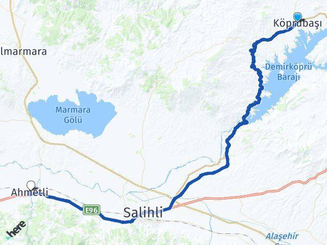 Manisa Köprübaşı Ahmetli Arası Kaç Km - Yol Haritası
