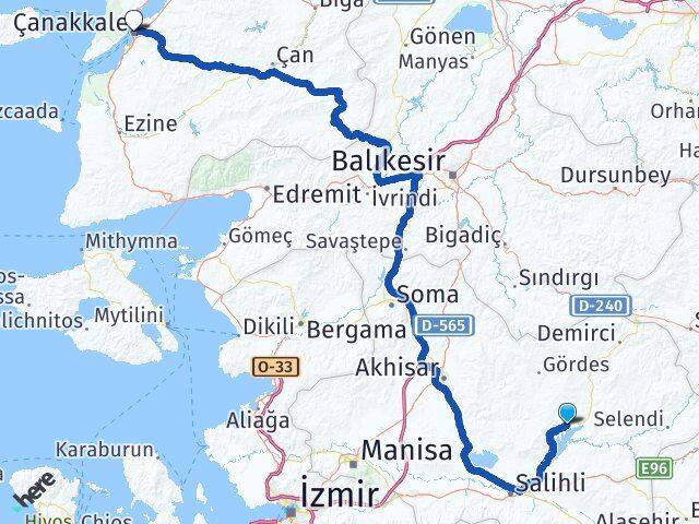 Manisa Köprübaşı Çanakkale Arası Kaç Km - Yol Haritası