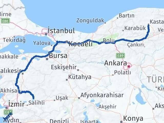 Manisa Köprübaşı Kastamonu Arası Kaç Km - Yol Haritası