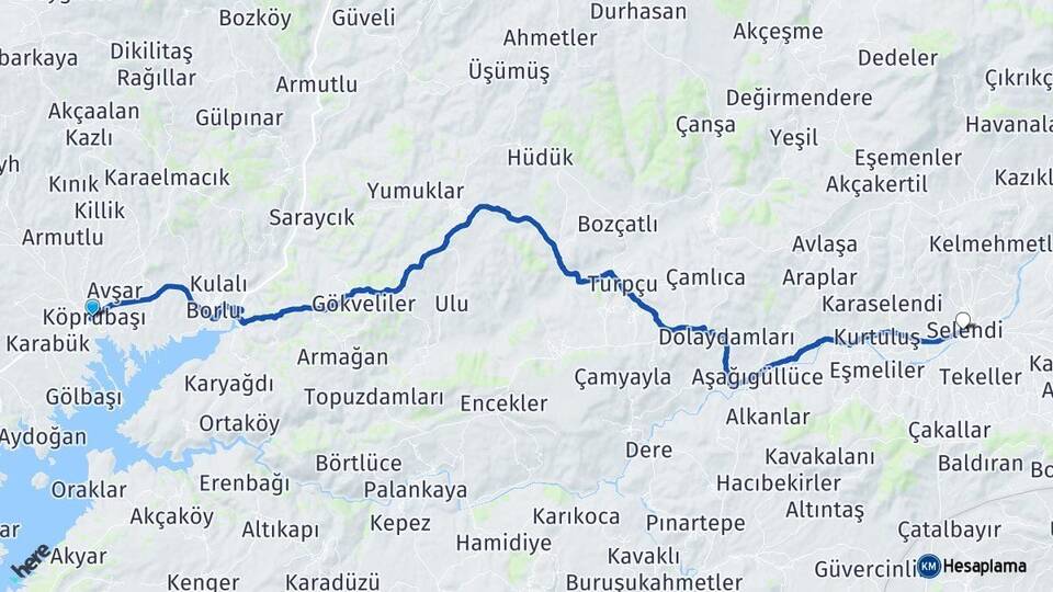 Manisa Köprübaşı Selendi Arası Kaç Km - Yol Haritası