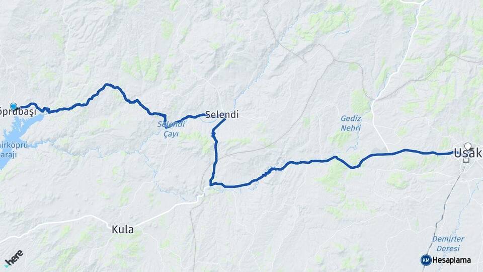 Manisa Köprübaşı Uşak Arası Kaç Km - Yol Haritası