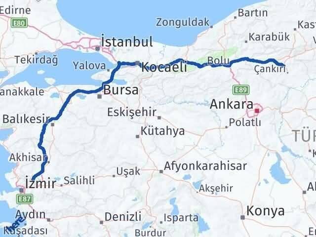 Manisa Korgun Çankırı Arası Kaç Km - Yol Haritası