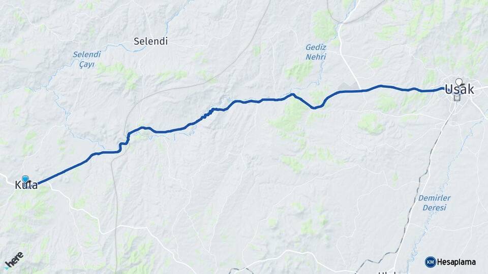 Manisa Kula Uşak Arası Kaç Km - Yol Haritası