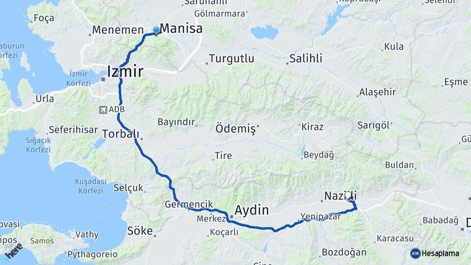 Manisa Kuyucak Aydın Arası Kaç Km - Yol Haritası