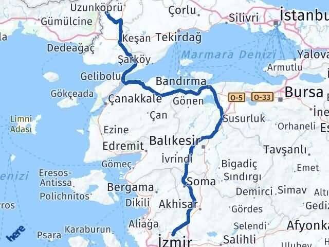 Manisa Meriç Edirne Arası Kaç Km - Yol Haritası