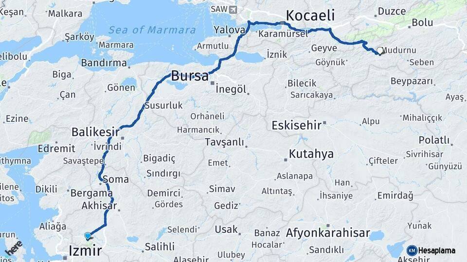 Manisa Mudurnu Bolu Arası Kaç Km - Yol Haritası