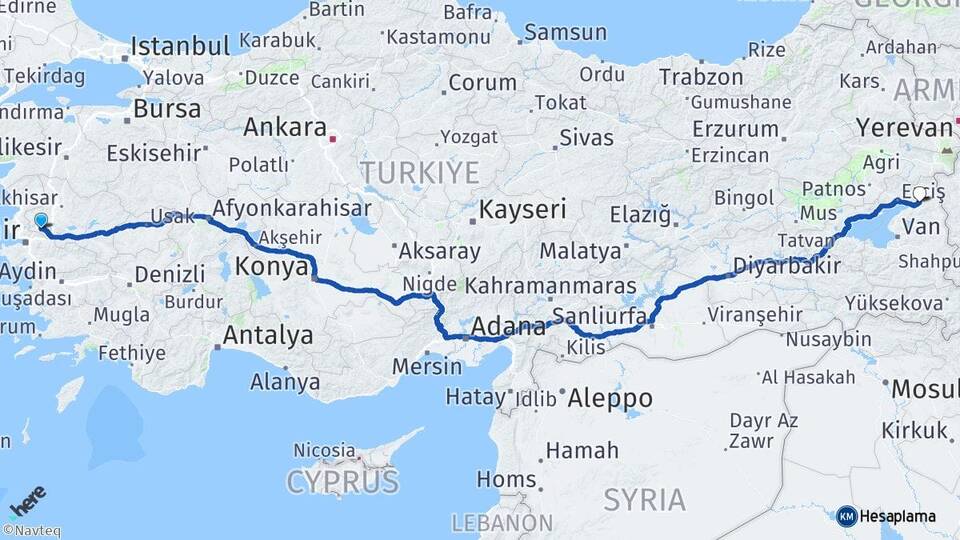 Manisa Muradiye Van Arası Kaç Km - Yol Haritası