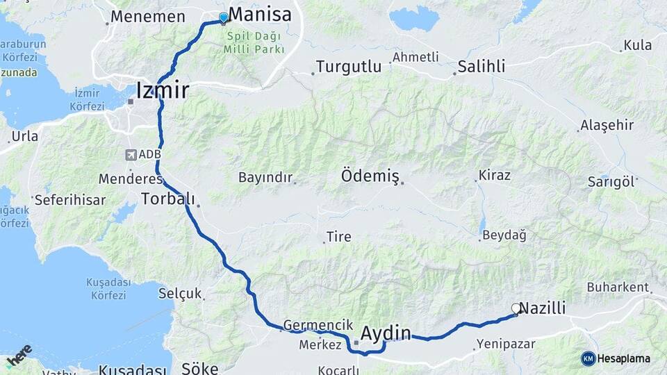 Manisa Nazilli Aydın Arası Kaç Km - Yol Haritası
