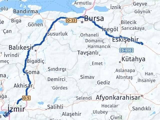 Manisa Odunpazarı Eskişehir Arası Kaç Km - Yol Haritası