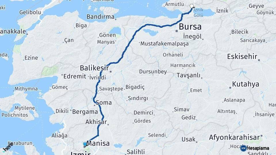 Manisa Orhangazi Bursa Arası Kaç Km - Yol Haritası