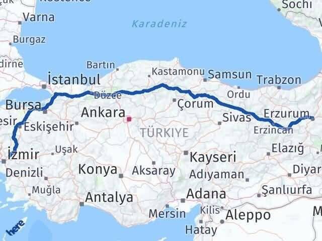 Manisa Palandöken Erzurum Arası Kaç Km - Yol Haritası