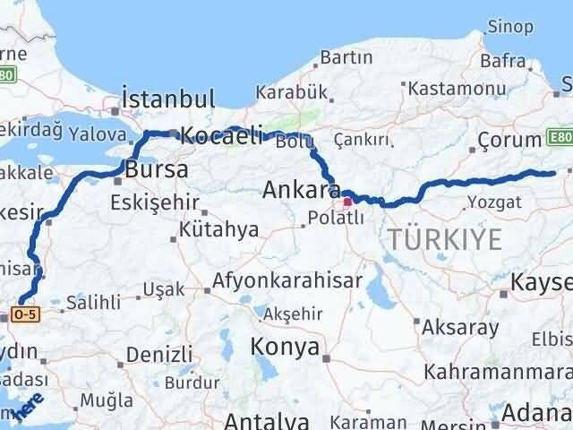 Manisa Pazar Tokat Arası Kaç Km - Yol Haritası