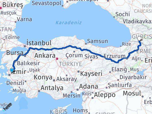 Manisa Posof Ardahan Arası Kaç Km - Yol Haritası