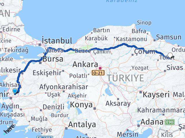 Manisa Reşadiye Tokat Arası Kaç Km - Yol Haritası