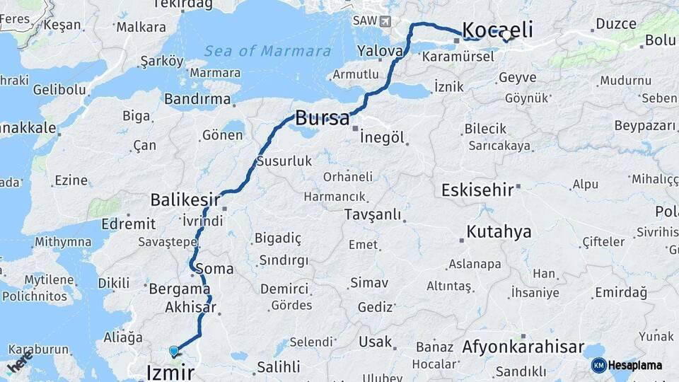 Manisa Sakarya Arası Kaç Km - Yol Haritası