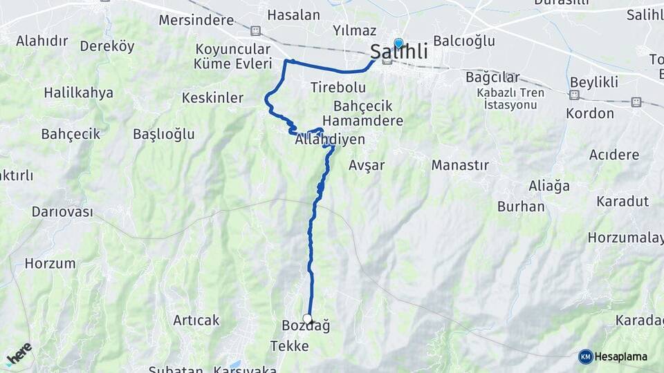 Manisa Salihli Bozdağ Ödemiş İzmir Arası Kaç Km - Yol Haritası