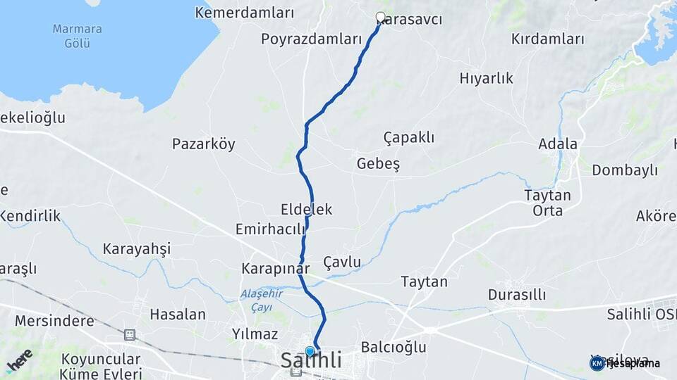 Manisa Salihli Yağbasan Salihli Arası Kaç Km - Yol Haritası