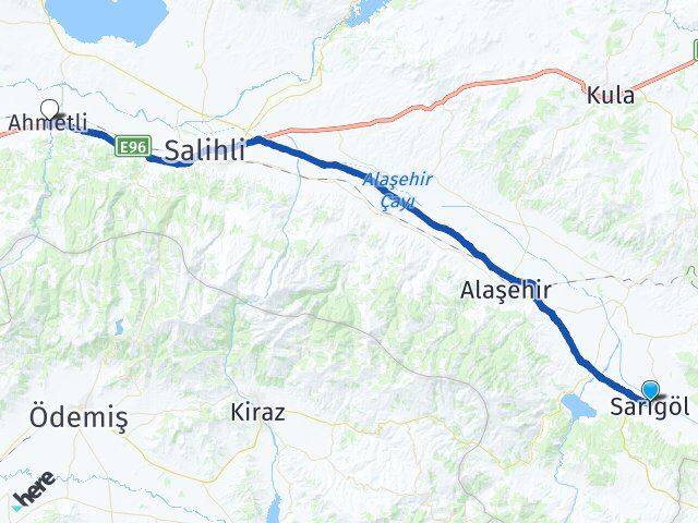 Manisa Sarıgöl Ahmetli Arası Kaç Km - Yol Haritası