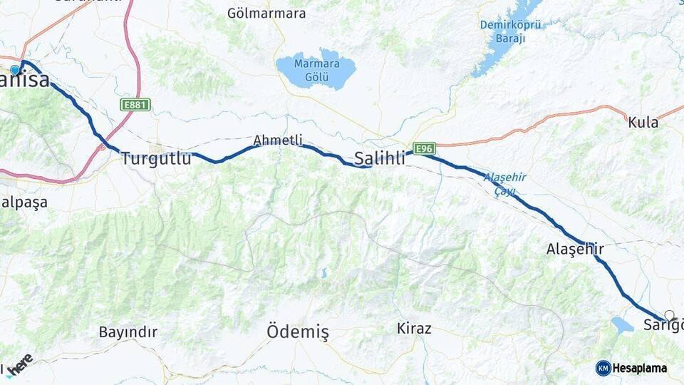 Manisa Sarıgöl Arası Kaç Km - Yol Haritası