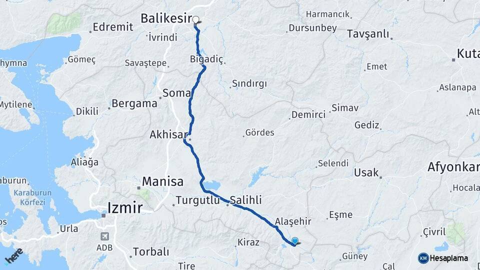 Manisa Sarıgöl Balıkesir Arası Kaç Km - Yol Haritası