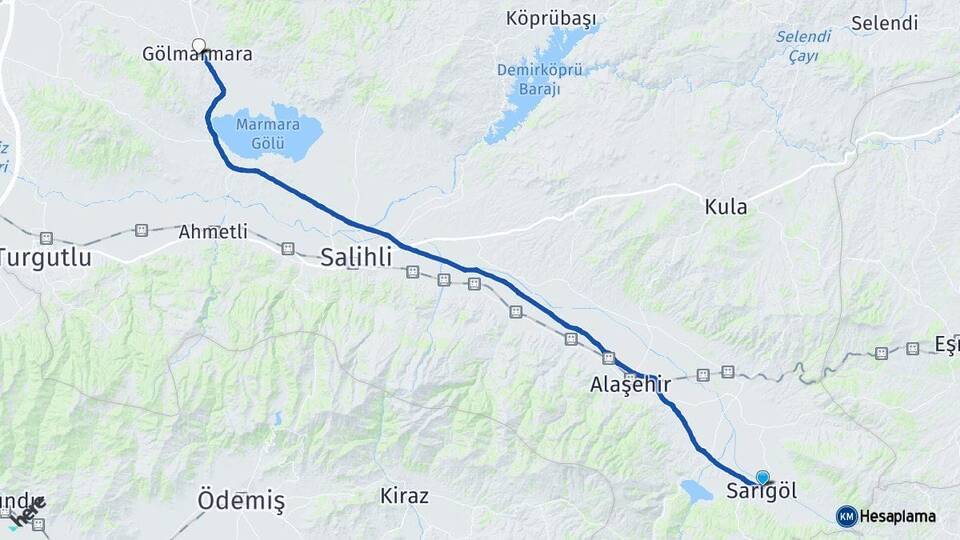 Manisa Sarıgöl Gölmarmara Arası Kaç Km - Yol Haritası
