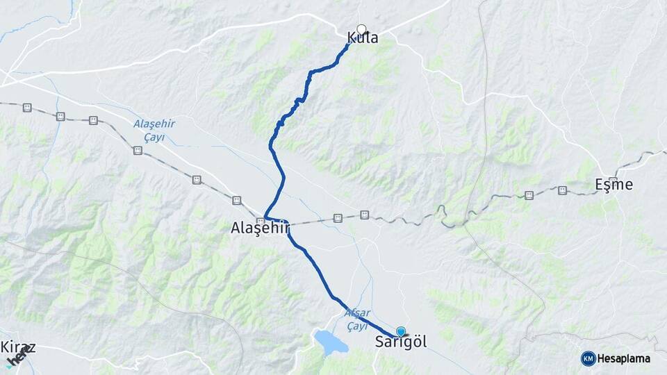 Manisa Sarıgöl Kula Arası Kaç Km - Yol Haritası