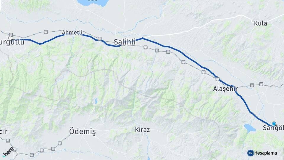 Manisa Sarıgöl Turgutlu Arası Kaç Km - Yol Haritası
