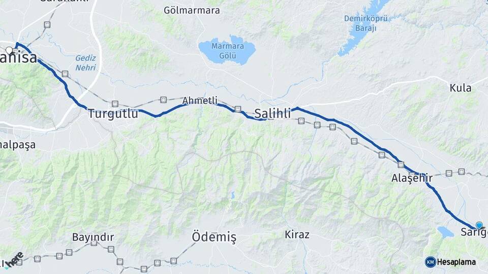 Manisa Sarıgöl Yunusemre Arası Kaç Km - Yol Haritası