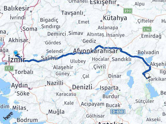 Manisa Şarkikaraağaç Isparta Arası Kaç Km - Yol Haritası
