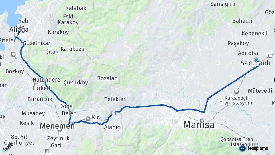 Manisa Saruhanlı Aliağa İzmir Arası Kaç Km - Yol Haritası