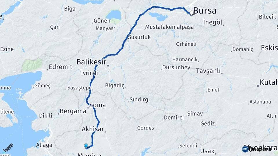 Manisa Saruhanlı Bursa Arası Kaç Km - Yol Haritası