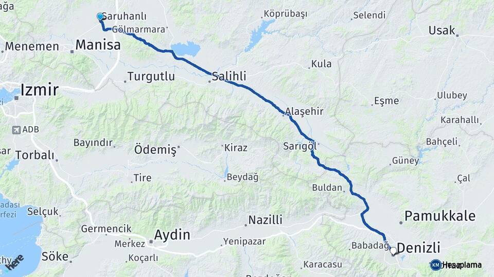 Manisa Saruhanlı Denizli Arası Kaç Km - Yol Haritası