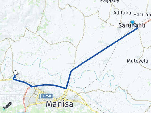 Manisa Saruhanlı Muradiye Yunusemre Arası Kaç Km - Yol Haritası