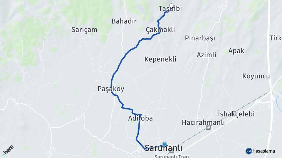 Manisa Saruhanlı Taşdibi Saruhanlı Arası Kaç Km - Yol Haritası