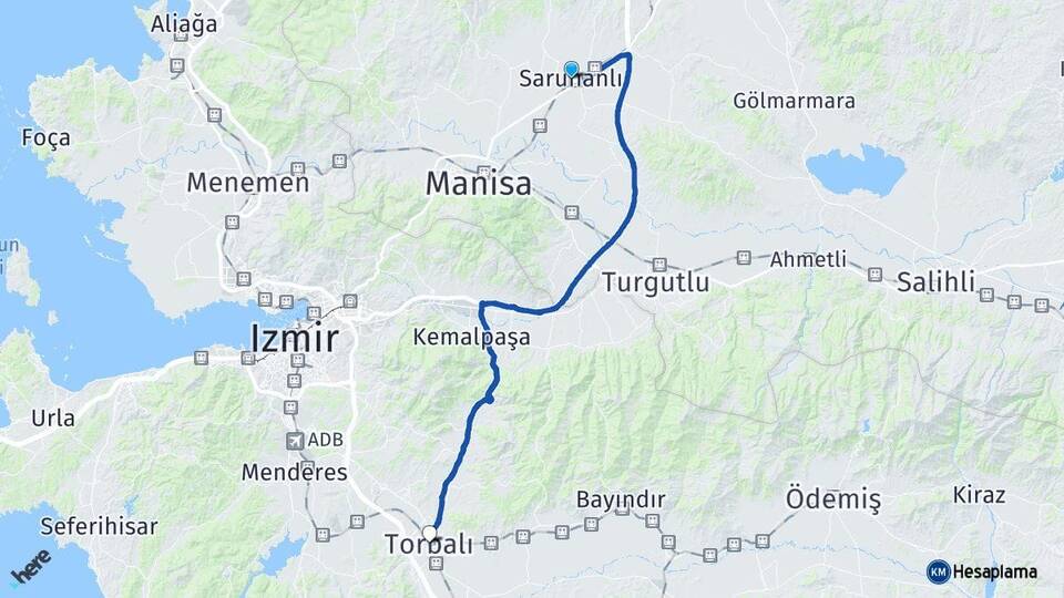 Manisa Saruhanlı Torbalı İzmir Arası Kaç Km - Yol Haritası