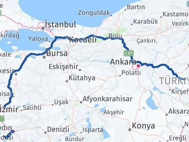 Manisa Şefaatli Yozgat Arası Kaç Km - Yol Haritası