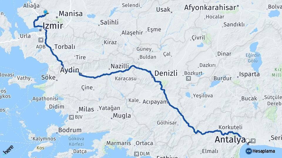 Manisa Şehzadeler Antalya Arası Kaç Km - Yol Haritası