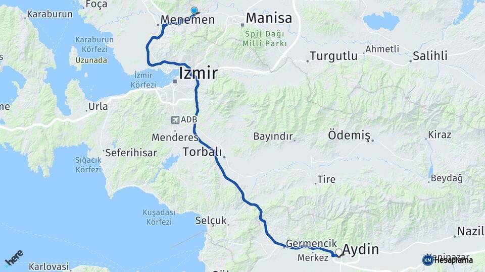 Manisa Şehzadeler Aydın Arası Kaç Km - Yol Haritası