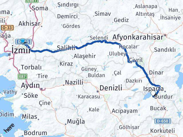 Manisa Şehzadeler Burdur Arası Kaç Km - Yol Haritası