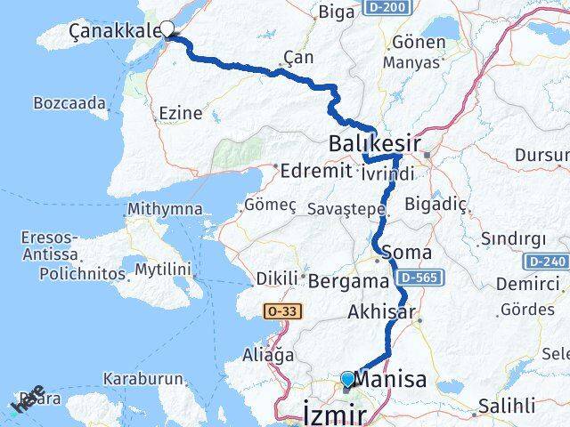 Manisa Şehzadeler Çanakkale Arası Kaç Km - Yol Haritası