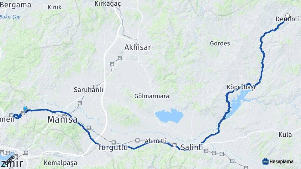 Manisa Şehzadeler Demirci Arası Kaç Km - Yol Haritası