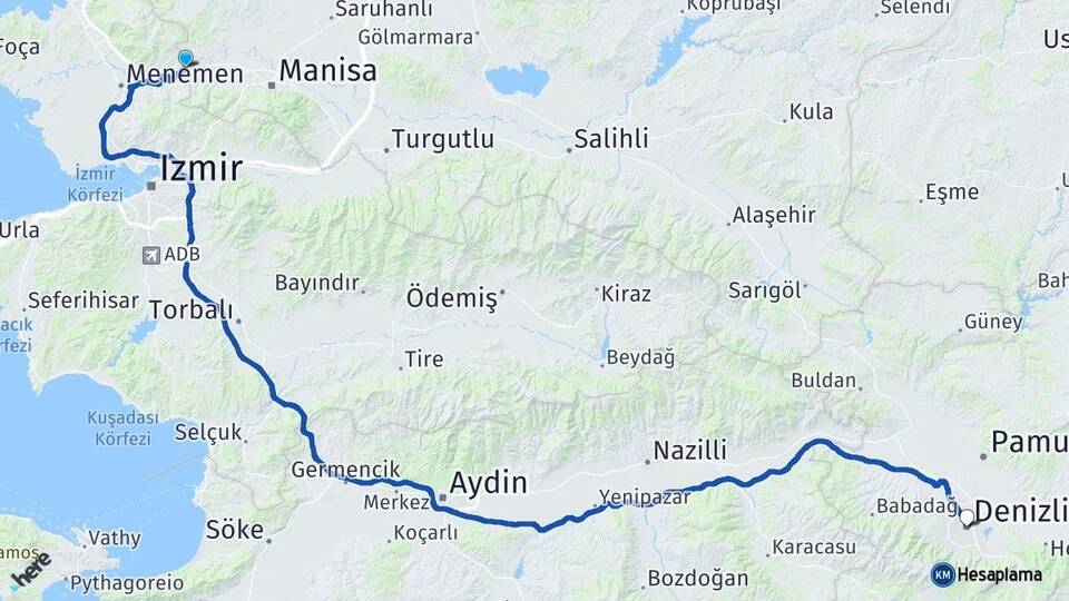 Manisa Şehzadeler Denizli Arası Kaç Km - Yol Haritası