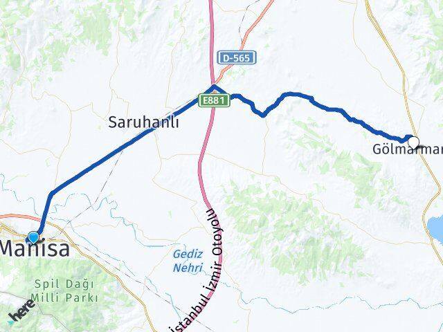 Manisa Şehzadeler Gölmarmara Arası Kaç Km - Yol Haritası