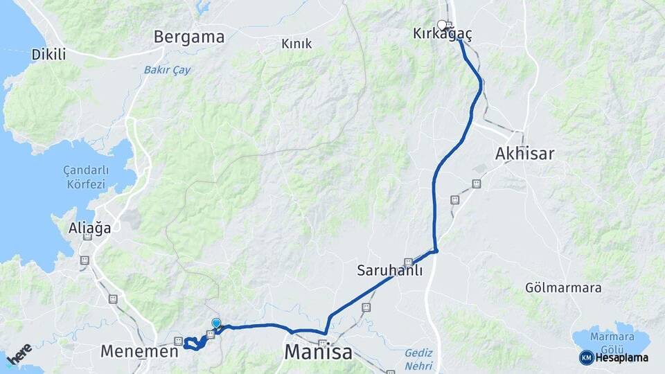 Manisa Şehzadeler Kırkağaç Arası Kaç Km - Yol Haritası