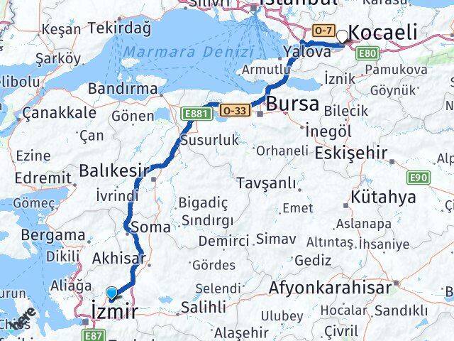 Manisa Şehzadeler Kocaeli Arası Kaç Km - Yol Haritası