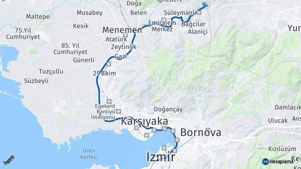 Manisa Şehzadeler Konak İzmir Arası Kaç Km - Yol Haritası