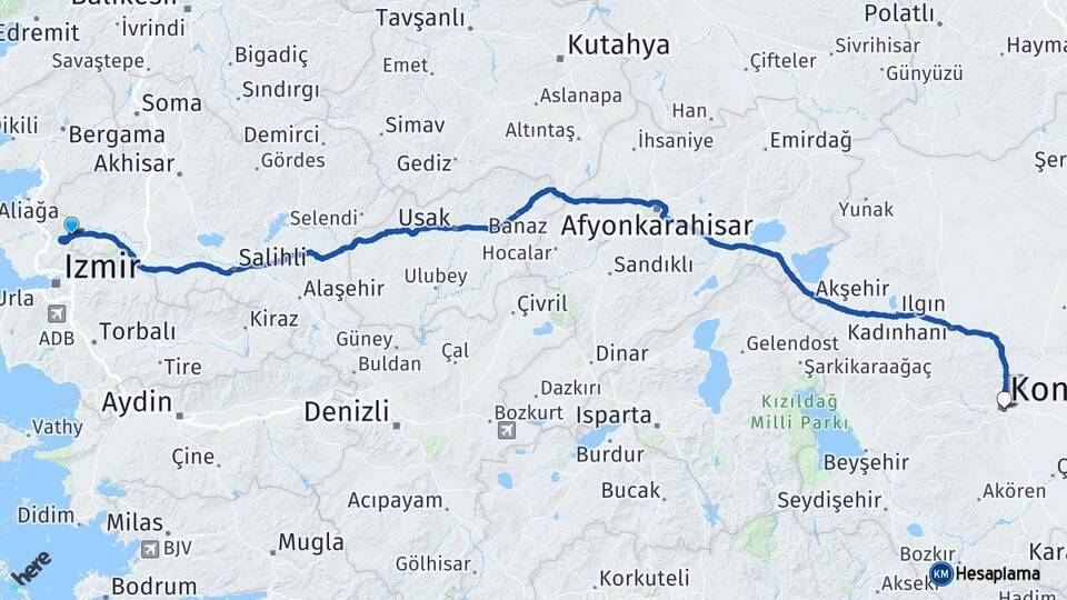 Manisa Şehzadeler Konya Arası Kaç Km - Yol Haritası